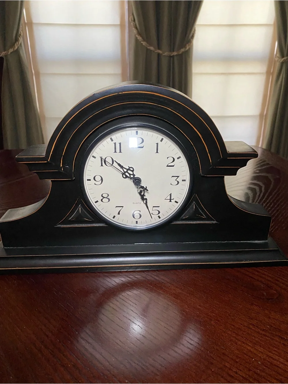 Classic Black Mantel Quartz Clock Unbranded 15x8.5 battery operated